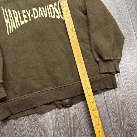 Harley Davidson Skull Full Zip Hoodie Brown Youth 8/10 M Biker Y2k - Picture 5 of 7